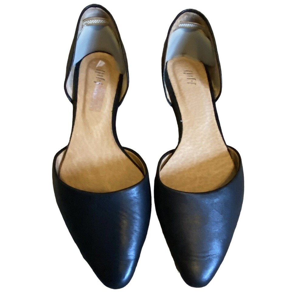 J Jill Women's D'Orsay Flats Size 8 Pointed Black Leather Slip On Shoe Comfy